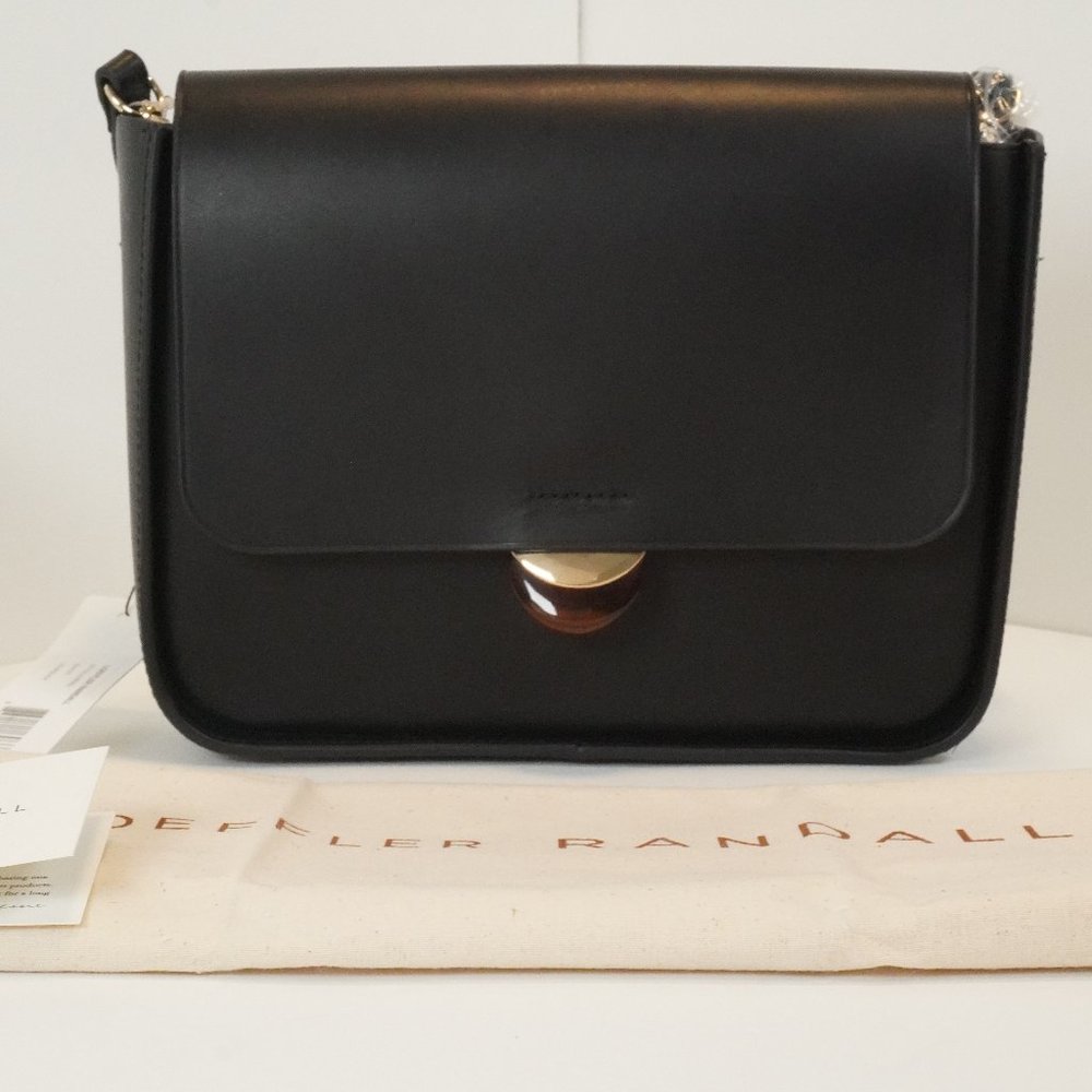 Loeffler Randall Lourdes Turned Out Black Cowhide Leather Cross Body Bag